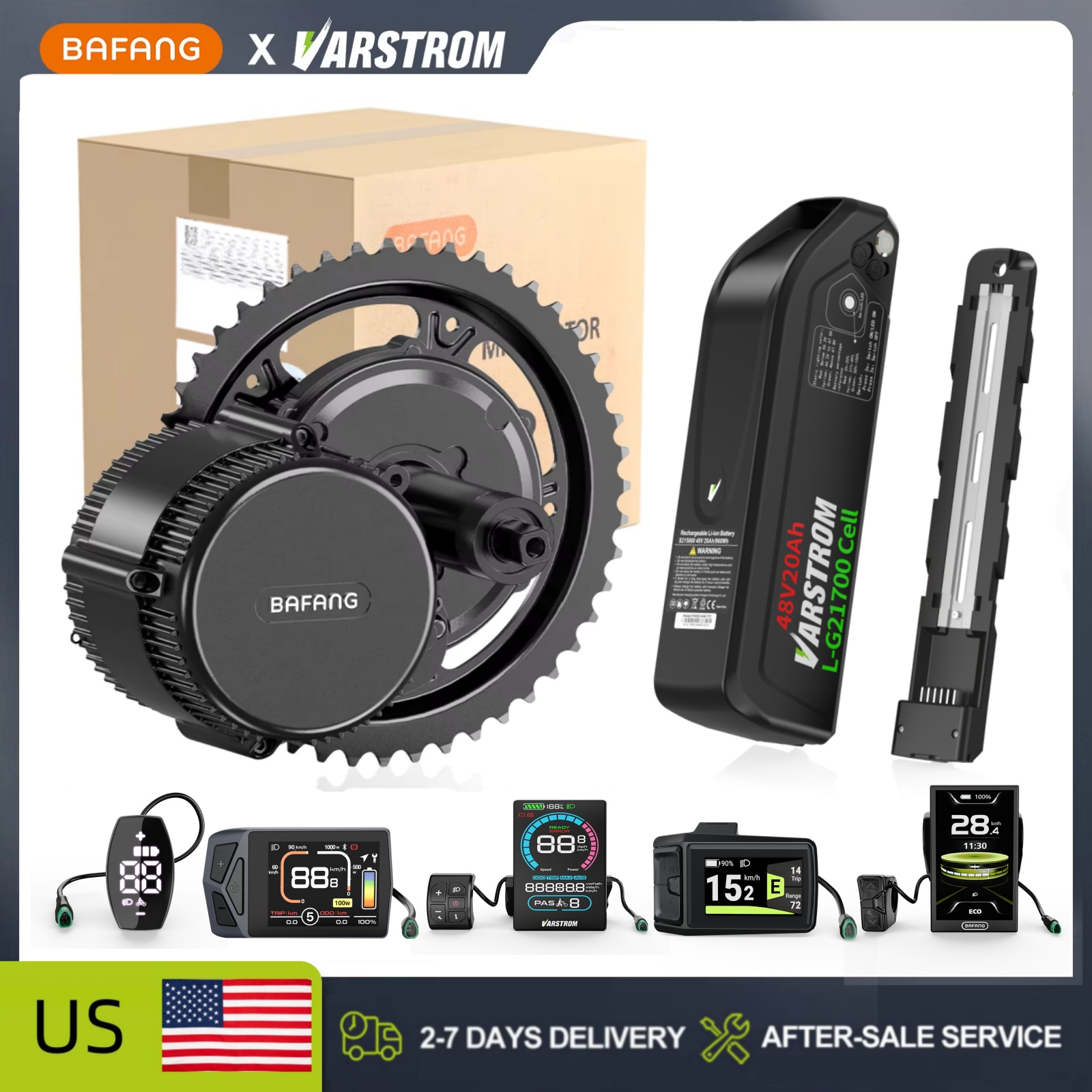 Bafang Bbs02B 48V 750W Mid Drive Kit - [US-Lager] Bafang 48V Mittelmotor und Akku